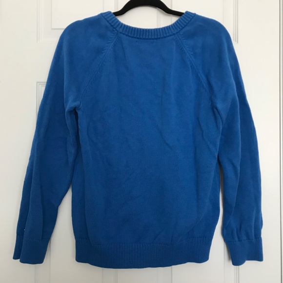 Y2K Tommy Hilfiger Cotton Blend Crewneck Sweater L Blue Orange White Long Sleeve - Picture 6 of 8